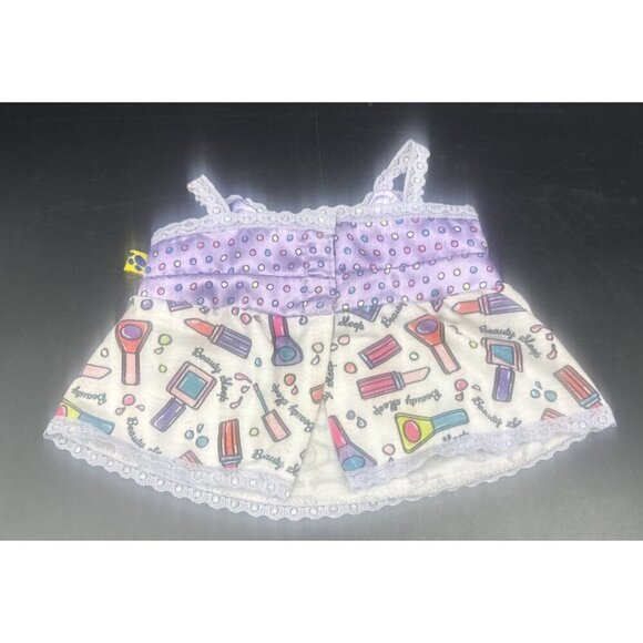 BUILD A BEAR Purple Pink Beauty Makeup Sleep Pajama Night Top Pants Set Of 2 - Picture 3 of 7